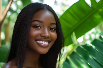 woman smiling outside 