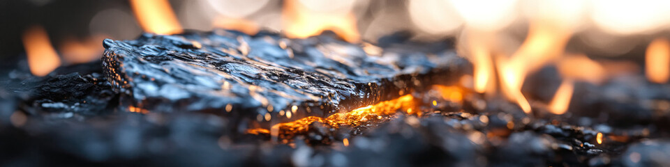 Wall Mural - Close-up of Rock in Embers and Flames