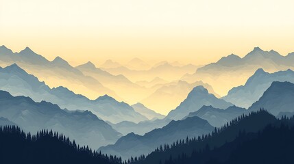 Naklejka na meble Serene Mountain Range at Sunrise Golden Hues