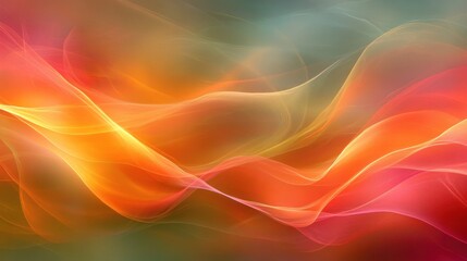 Wall Mural - Abstract wavy flowing vibrant orange, red, and yellow light background.