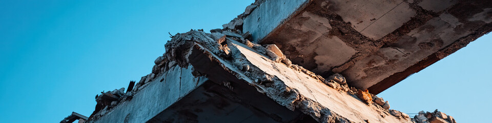 Wall Mural - Partially Collapsed Concrete Structure and Debris