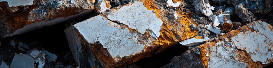 Wall Mural - Fragmented Concrete Blocks with Exposed Aggregates and Deterioration