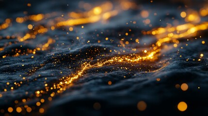 Golden bokeh lights cascading over a dark surface, highly detailed, luxurious and elegant, dynamic and vibrant, magical and beautiful, striking and captivating atmosphere