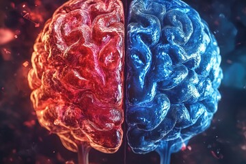 Poster - A detailed view of the cerebral cortex and neural connections between the left and right brain hemispheres