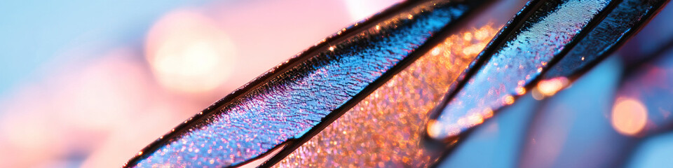 Poster - Close-up of Iridescent Ribbons with Bokeh Lighting