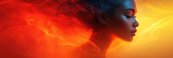 Poster - promotional flyer design featuring vibrant colors and artistic representation of a woman