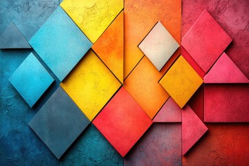 Poster - Colorful geometric shapes on a flat surface