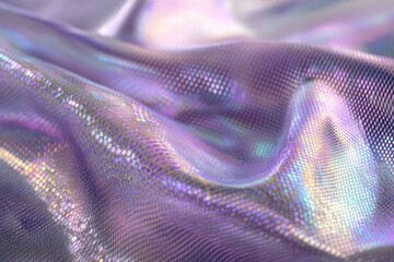 Poster - Holographic texture with pearlescent iridescence on fabric surface in soft lighting