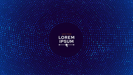 Poster - Abstract Digital Circles of Particles with Noise. Futuristic Circular Sound Wave. Big Data Visualization. 3D Virtual Space VR Cyberspace. Crypto Currency Concept. Vector Illustration.