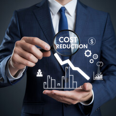 Aufkleber - Cost Reduction Strategies: Boosting Profits Through Effective Cost Management and Optimization. Visualizing financial savings, economic downturn,     