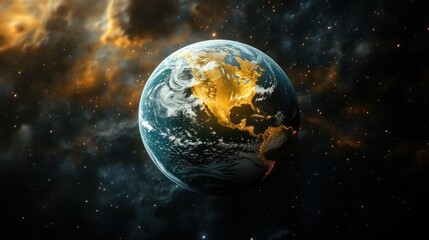 Wall Mural - Earth, space, nebula, cosmos, gold, galaxy.