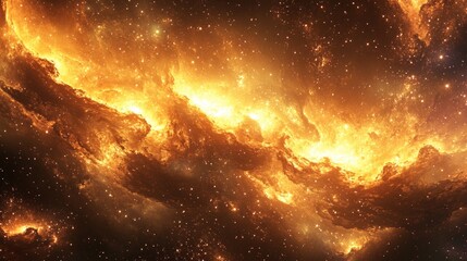 golden glitter dust shimmering in cosmic space, luxurious and magical, abstract and vibrant, etherea