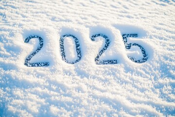 Aufkleber - A close-up shot of numbers written in the snow, perfect for winter-themed projects and designs