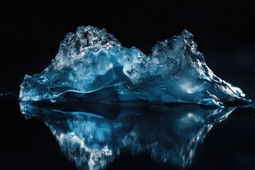 Wall Mural - A large iceberg floating on the surface of calm water with its icy peak reflected below