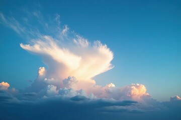 Wall Mural - deep blue sky with wispy clouds and fading sunlight, landscape, seren