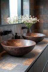 Wall Mural - A pair of bowls sitting on top of a kitchen counter