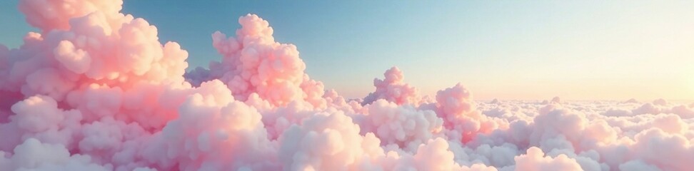 Wall Mural - pink and orange hues on a white cloudy mass in the sky, light, sunny