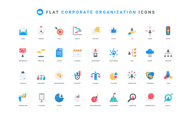 Fototapete - Business management, professional team of corporate company organization color icon set. Stress tension and multitasking skill, hierarchy of employees, org chart flat elements vector illustration
