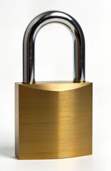 Poster - Locked gold metal padlock on transparent background. Security symbol for logins, accounts. Protecting digital data from hacking, fraud. Strong protection icon. Close up of lock object. Isolated