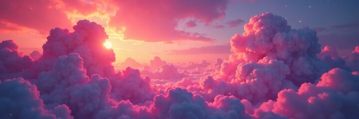 Wall Mural - cosmic clouds of pink and orange glowing softly, colors, soft