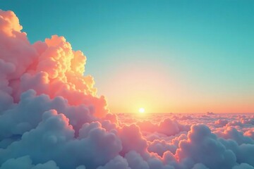 Wall Mural - softly glowing orange hues fade into cerulean sky, serene, abstract