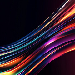 Poster - Abstract Glowing Colorful Light Streaks in a Black Background