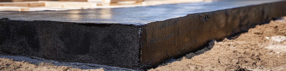 Poster - Concrete foundation being prepared for a new building project
