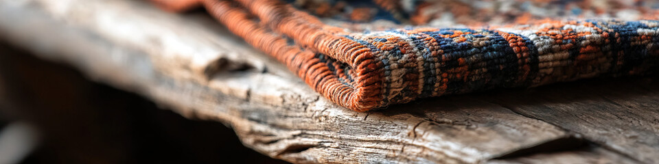 Sticker - Folded Textile on Weathered Wood Surface