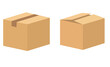 © Touhid - Open and closed recycle brown carton delivery packaging box with fragile signs. Collection vector illustration isolated box with shadow on white background for web, icon, banner, infographic