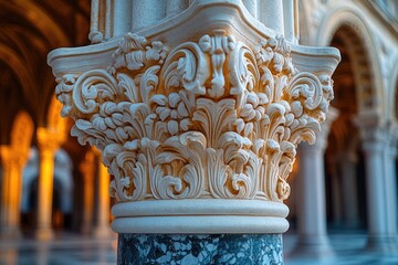 Poster - close up of a concrete building column with details and texture