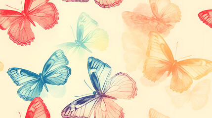 Naklejka na meble Colorful Butterflies with Intricate Wing Details on a Soft Gradient Background