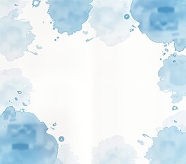 Poster - Abstract watercolor background with light blue, subtle purple shades. Watercolor paint strokes create soft shapes, splatters on white paper. Artistic design. Ideal for various creative projects.