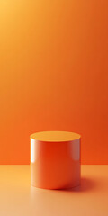 Aufkleber - Vibrant Orange Pedestal for Product Display with Glossy Finish and Minimalist Design