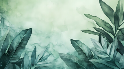 Wall Mural - Serene emerald oasis abstract watercolor blend of lush green hues evoking natural tranquility textured background illustration. Emerald Oasis. Illustration