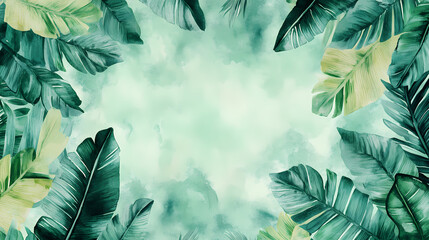 Wall Mural - Serene emerald oasis abstract watercolor blend of lush green hues evoking natural tranquility textured background illustration. Emerald Oasis. Illustration