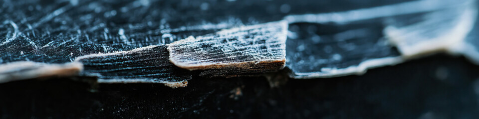 Canvas Print - Close-up of Flaking Dark Surface with Textured Layers