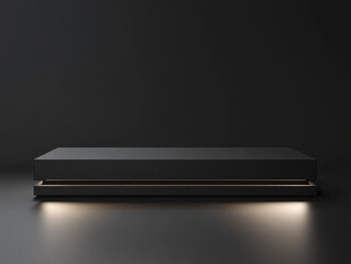 Poster - Minimalist Dark Pedestal with Subtle Lighting for Modern Product Display