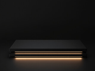 Poster - Modern Black Pedestal with Ambient Lighting for Product Display or Showcase