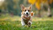 © Anna - Energetic puppy running in autumn park wearing cute bandana