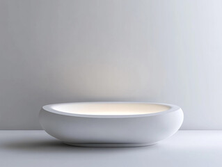 Poster - Elegant White Rounded Pedestal with Subtle Lighting for Product Display