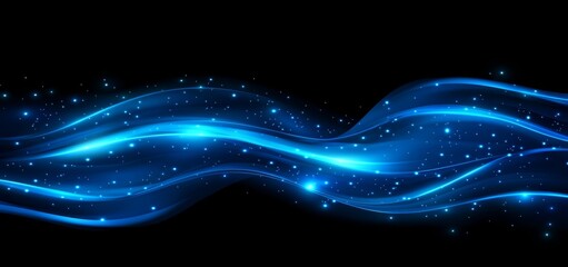 Wall Mural - an abstract tech background in blue with a dynamic network of lines and dots, representing contempor