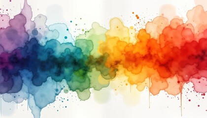 Aufkleber - Abstract watercolor illustration with vibrant colors. Colorful blobs, splashes create dynamic design. Watercolor painting style. Ideal for art projects backgrounds. Eye-catching color palette. Modern