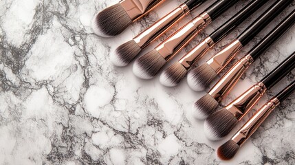 Poster - Multiple contour brushes placed symmetrically on a marble-textured surface.