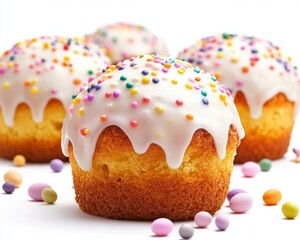 The photograph features Russian Easter cakes made for the Orthodox celebration of Easter