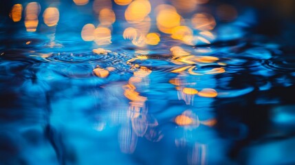 Soft glowing blue bokeh lights, calm and ethereal, abstract and luxurious, peaceful and magical, vibrant and dynamic reflections, high detail and rich atmosphere