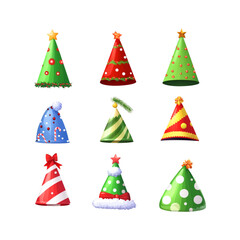 festive christmas tree hats colorful holiday design,