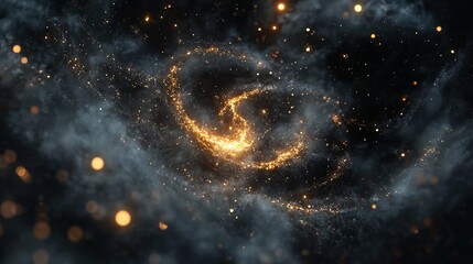 Swirling galaxy with glowing particles, highly detailed, celestial and vibrant, dynamic and serene, cosmic and magical, beautiful and striking atmosphere