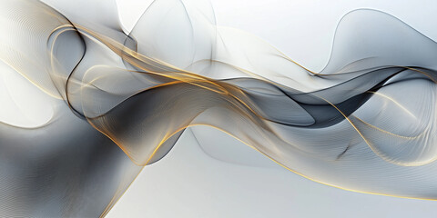 Wall Mural - Abstract wavy surface with golden lines. Futuristic background