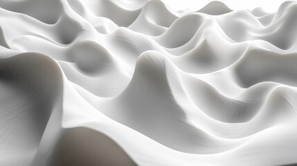 Poster - Abstract white wavy 3D surface texture.