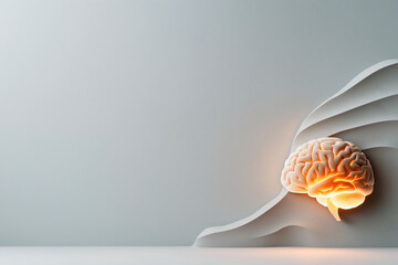 Wall Mural - 3D Render of Illuminated Brain Model Against Abstract Background
